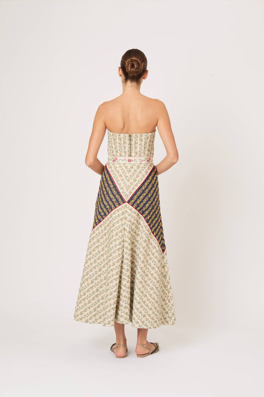 Diamond A-Line Skirt in in English Floral Jacquard