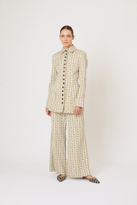 Row, Row, Row Your Buttons Blazer in English Floral Jacquard