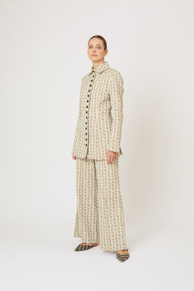 Row, Row, Row Your Buttons Blazer in English Floral Jacquard