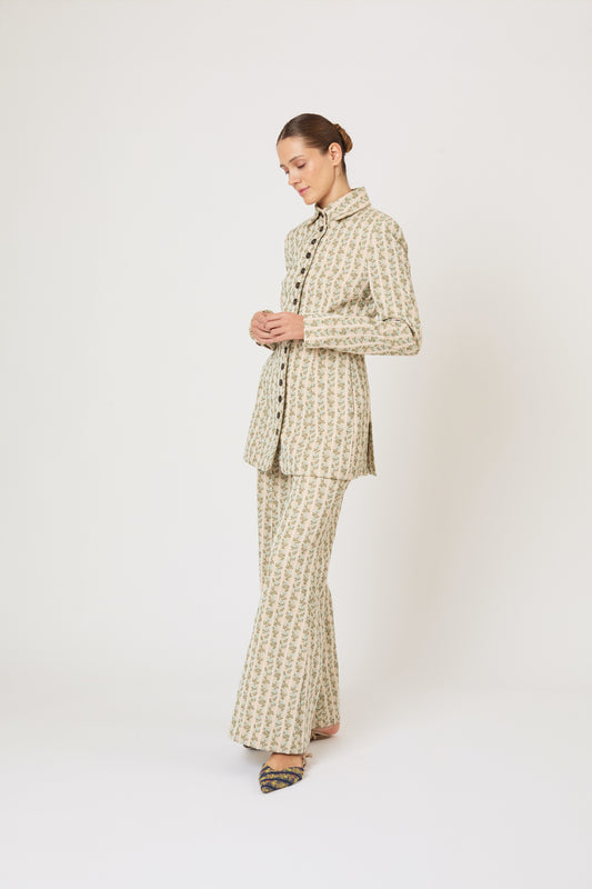 Row, Row, Row Your Buttons Blazer in English Floral Jacquard