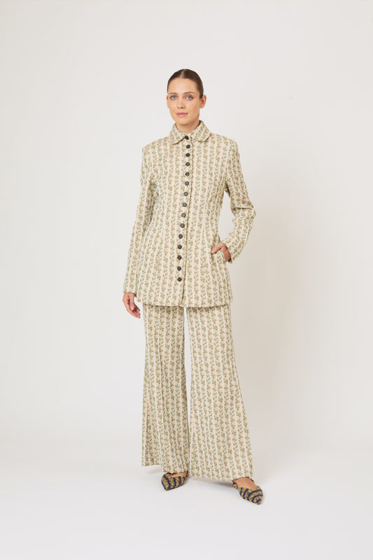 Row, Row, Row Your Buttons Blazer in English Floral Jacquard