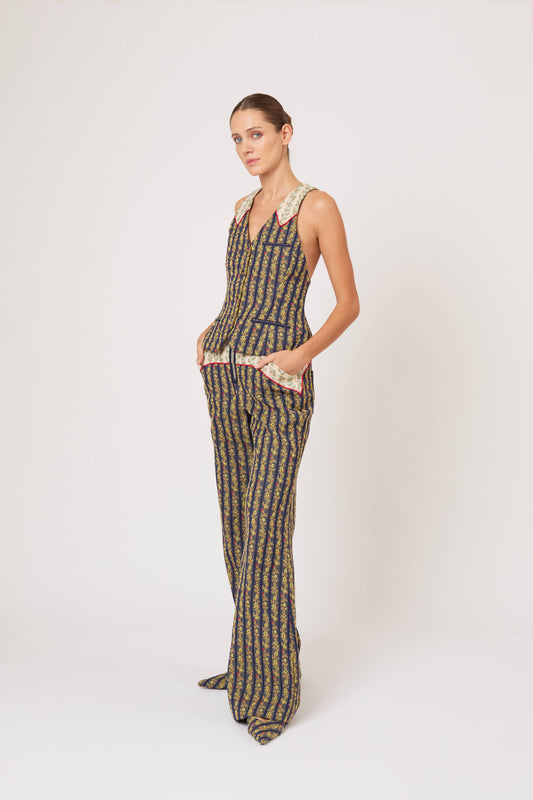 Vestement Piece Vest in English Floral Jacquard