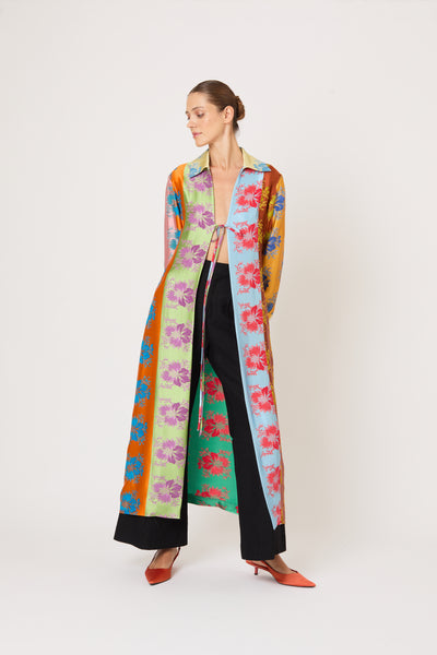 Paneled & Piped Flare Pant in Ridged Linen