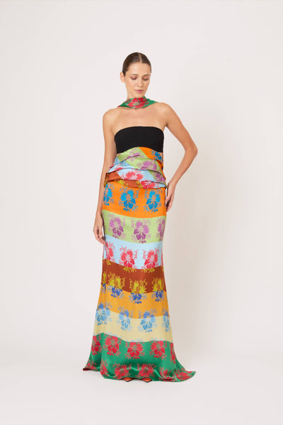 From the Front to Back Top in Hibiscus Jacquard Silk Stripe