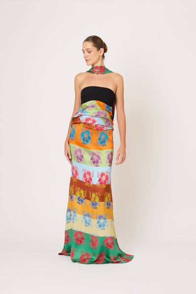From the Front to Back Top in Hibiscus Jacquard Silk Stripe