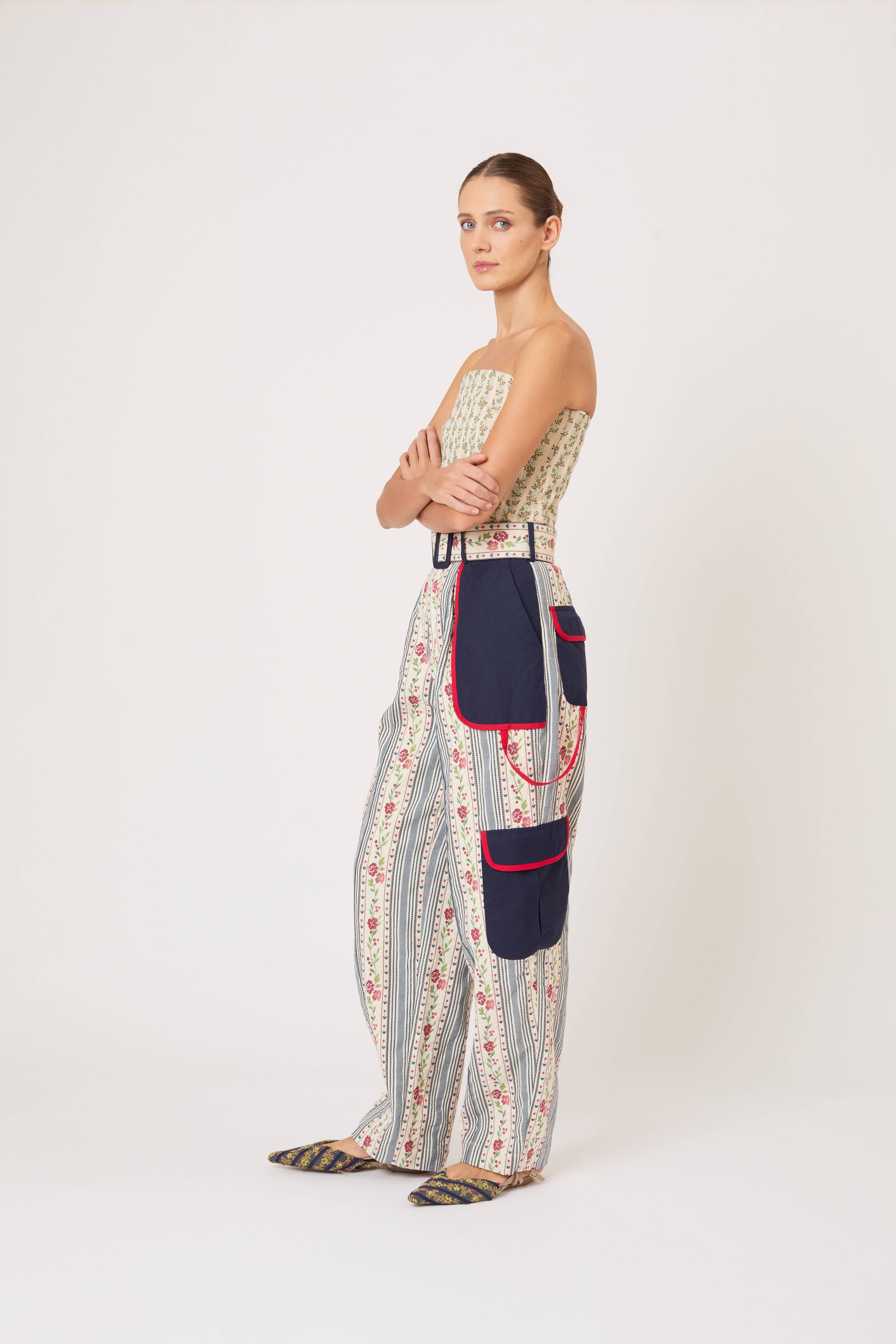 Belted Cargo Pants in Litchfield Floral Jacquard – Rosie Assoulin