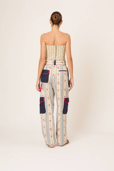 Belted Cargo Pants in Litchfield Floral Jacquard