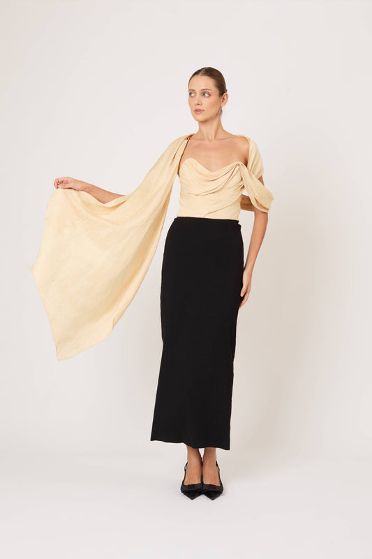 Burbling Stream Scarf Dress in Malta Linen Jacquard  Rosie Assoulin