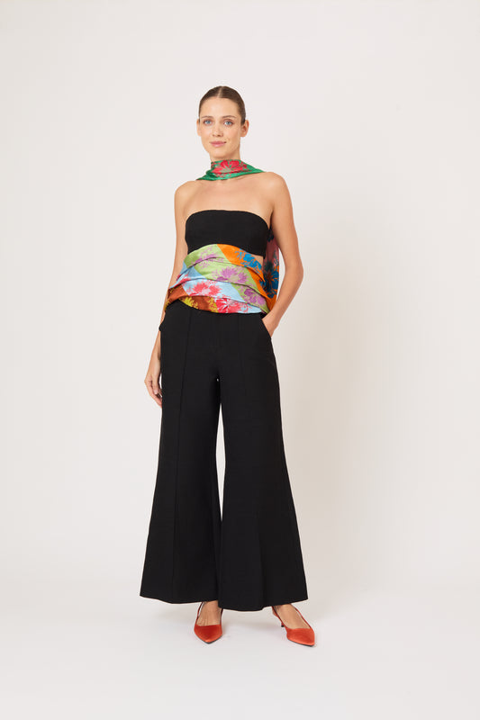 From the Front to Back Top in Hibiscus Jacquard Silk Stripe