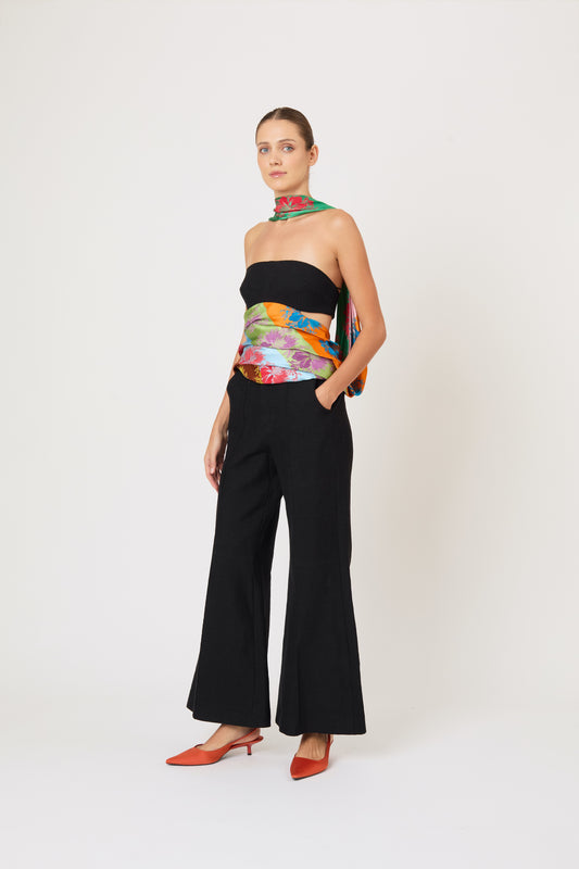 From the Front to Back Top in Hibiscus Jacquard Silk Stripe