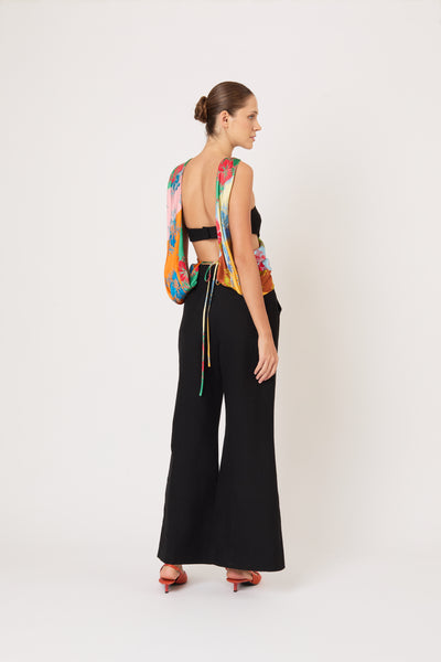 From the Front to Back Top in Hibiscus Jacquard Silk Stripe
