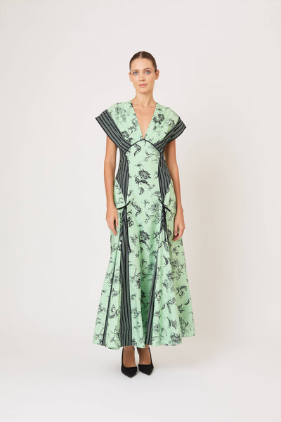 Push Me to the Edge Dress in Tossed Floral Cotton Poplin
