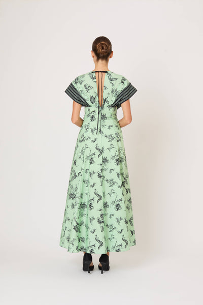 Push Me to the Edge Dress in Tossed Floral Cotton Poplin