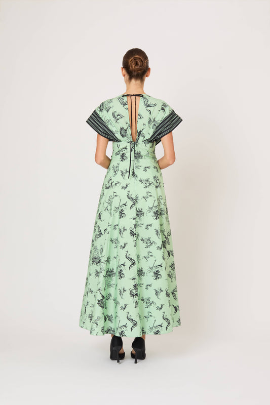 Push Me to the Edge Dress in Tossed Floral Cotton Poplin