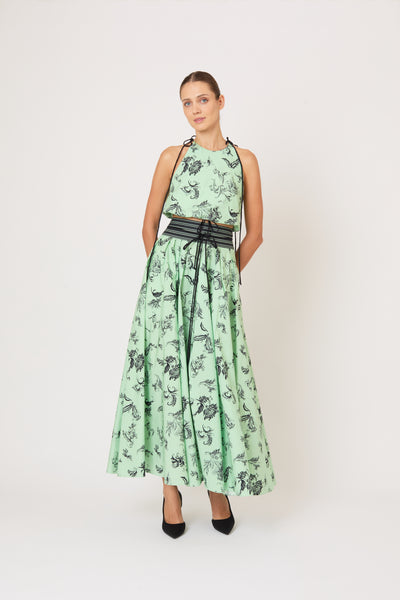 Draw Me Closer Top in Tossed Floral Cotton Poplin
