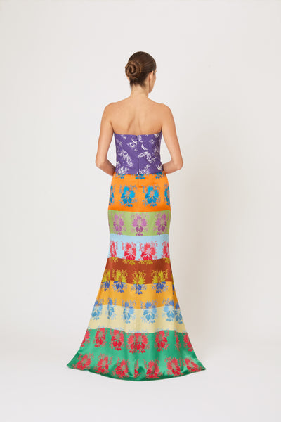 Slippery When Wet Skirt in Hibiscus Jacquard Silk Stripe