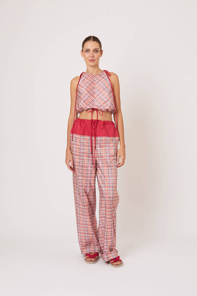 Draw Me Closer Pant in Ombre Plaid Silk Taffeta