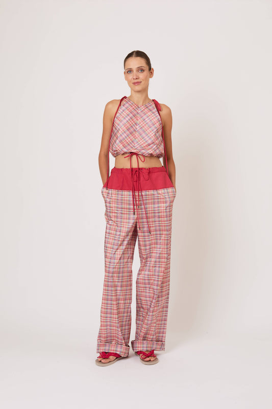 Draw Me Closer Pant in Ombre Plaid Silk Taffeta