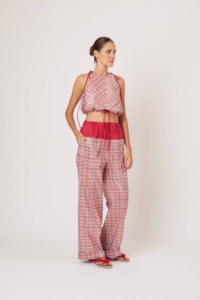 Draw Me Closer Pant in Ombre Plaid Silk Taffeta