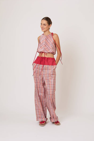 Draw Me Closer Pant in Ombre Plaid Silk Taffeta