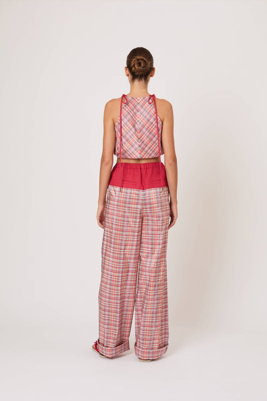 Draw Me Closer Top in Ombre Plaid Silk Taffeta