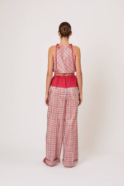 Draw Me Closer Pant in Ombre Plaid Silk Taffeta