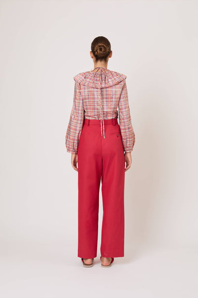 Lion's Mane Top in Ombre Plaid Silk Taffeta