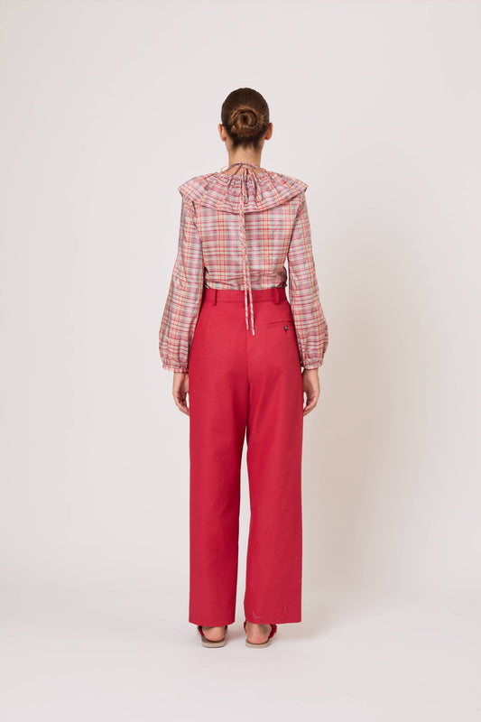 Lion's Mane Top in Ombre Plaid Silk Taffeta
