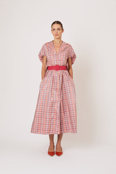 Wind at Your Back Dress in Ombre Plaid Silk Taffeta