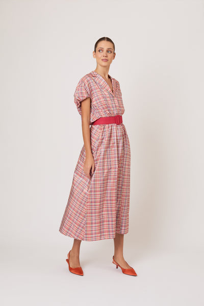 Wind at Your Back Dress in Ombre Plaid Silk Taffeta