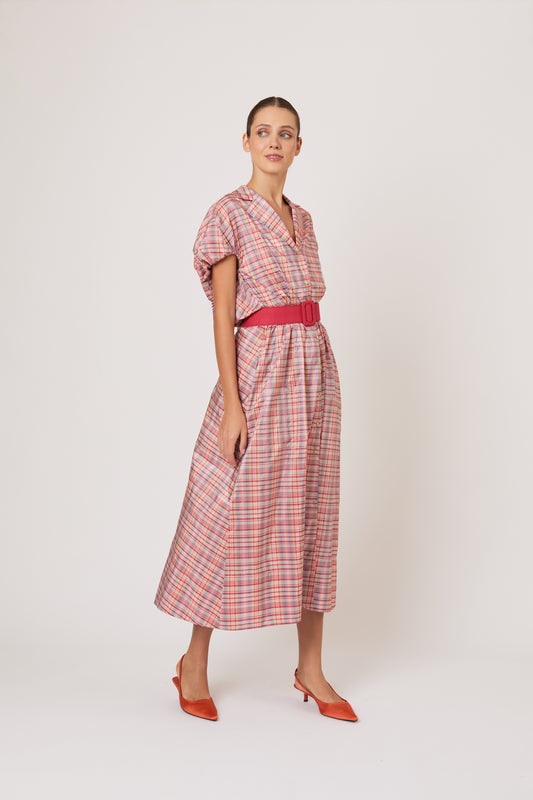 Wind at Your Back Dress in Ombre Plaid Silk Taffeta