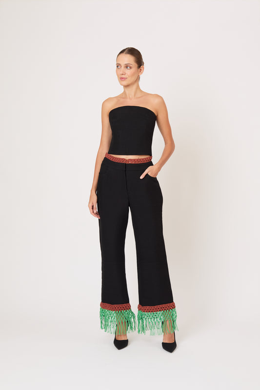 Macrame Pizzants Pant in Ridged Linen