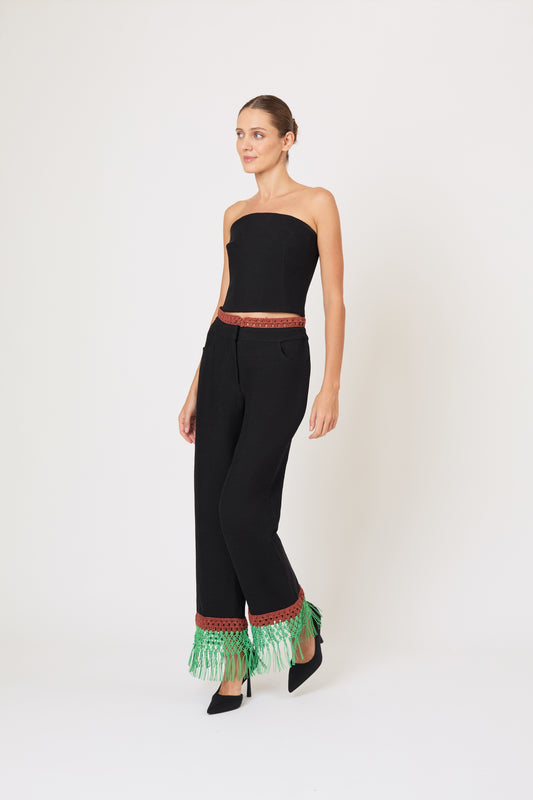 Macrame Pizzants Pant in Ridged Linen
