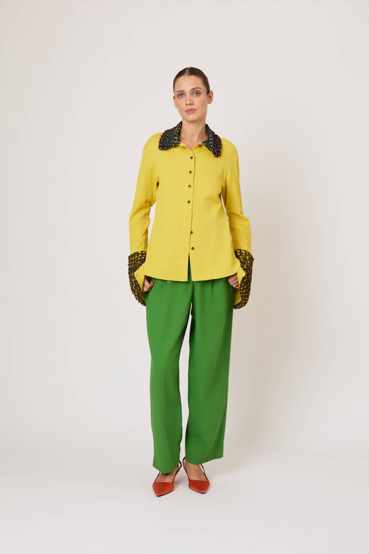 Crochet Button Up in Spongy Crepe