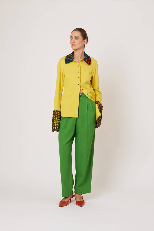 Crochet Button Up in Spongy Crepe