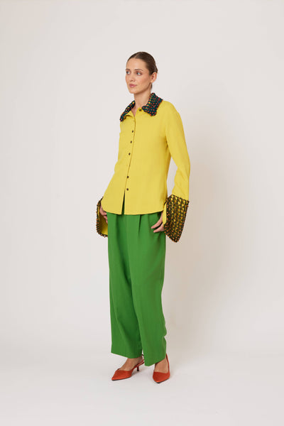 Crochet Button Up in Spongy Crepe