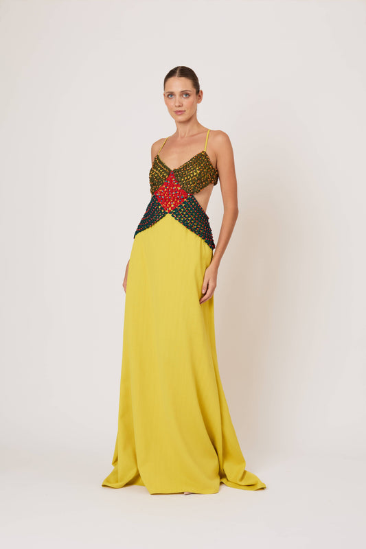 Crochet Crossing Gown in Spongy Crepe