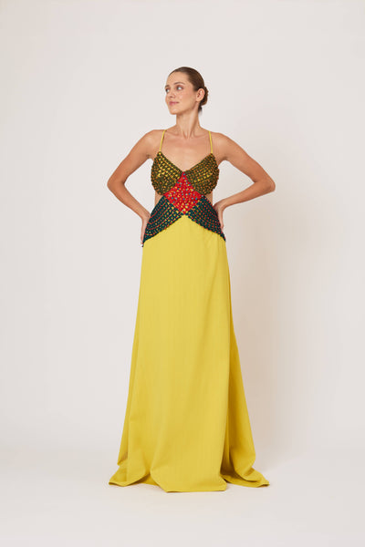 Crochet Crossing Gown in Spongy Crepe
