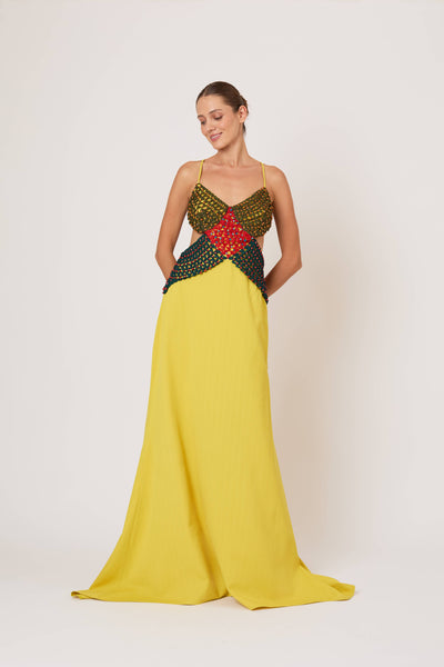Crochet Crossing Gown in Spongy Crepe
