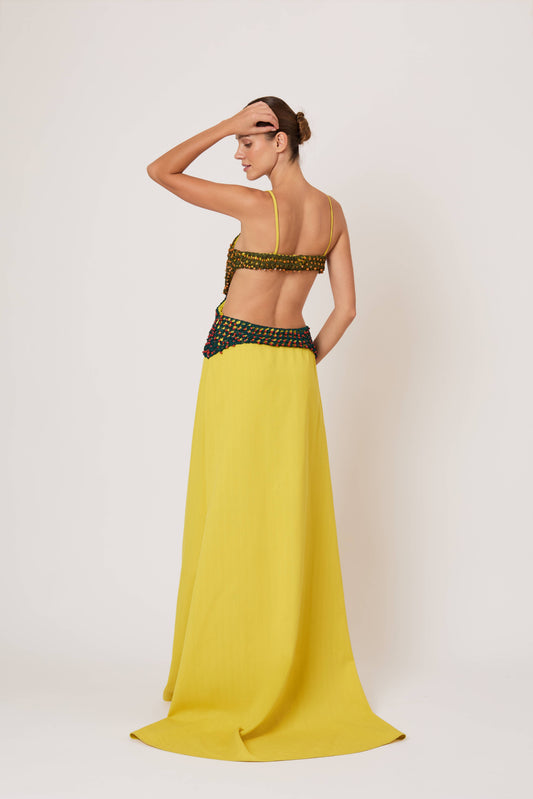 Crochet Crossing Gown in Spongy Crepe