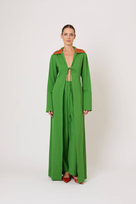 Crochet Long For You Duster Jacket in Spongy Crepe