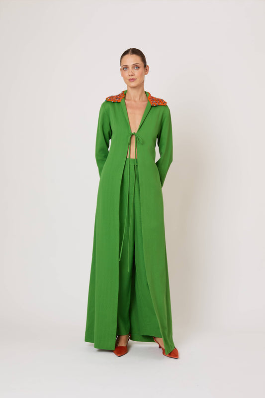 Crochet Long For You Duster Jacket in Spongy Crepe