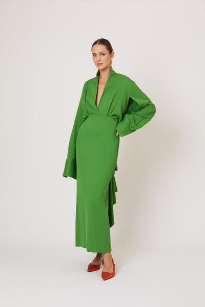 Just a Small Gathering Open Back Dress in Spongy Crepe