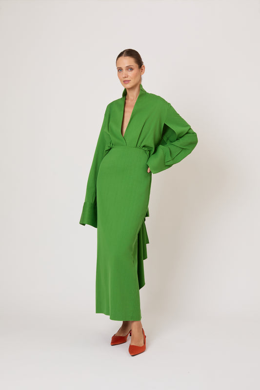 Just a Small Gathering Open Back Dress in Spongy Crepe