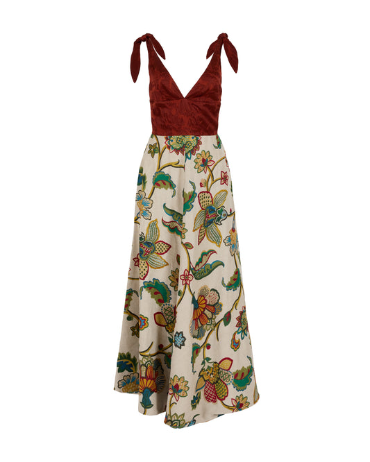 To the Maxi Dress in Linen Floral Tapestry