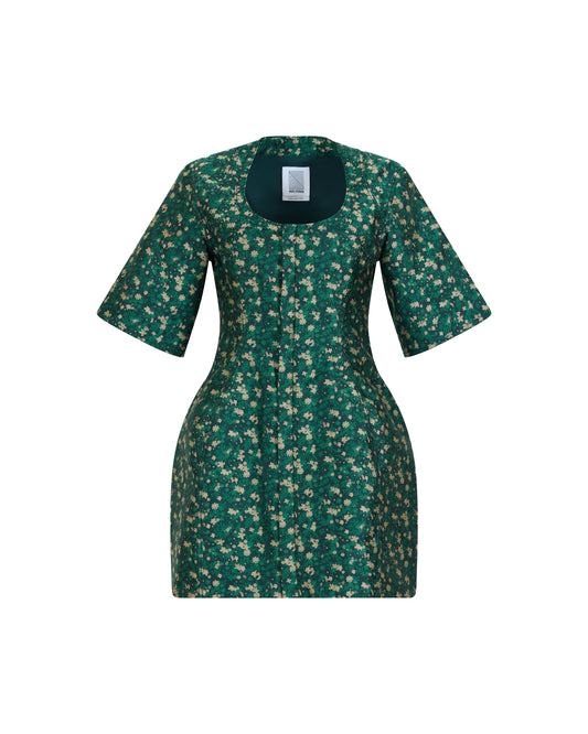 U-Turn Dress in Mini Floral Jacquard