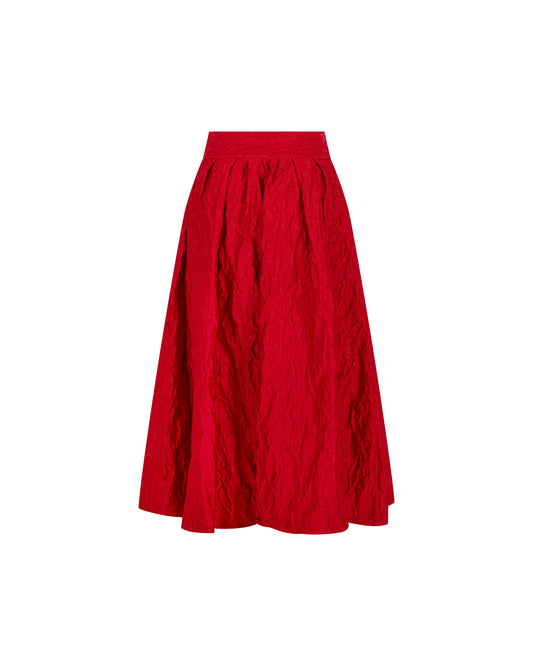 Tie Pleated Skirt in Floral Cloque