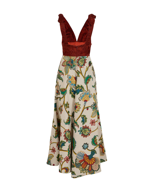 To the Maxi Dress in Linen Floral Tapestry