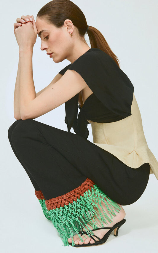 Macrame Pizzants Pant in Ridged Linen