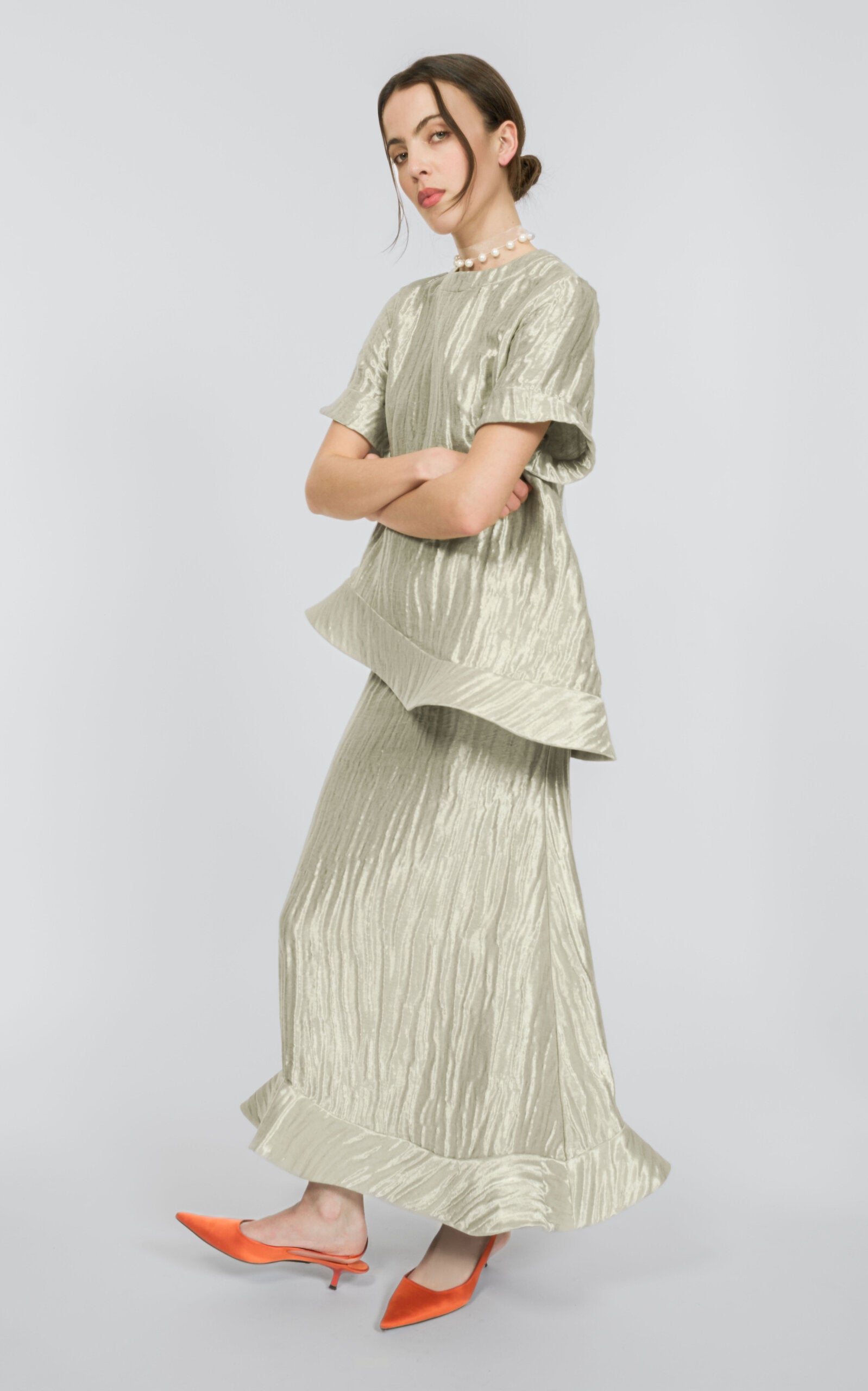 Ride the Wave Skirt in Wavy Lame – Rosie Assoulin